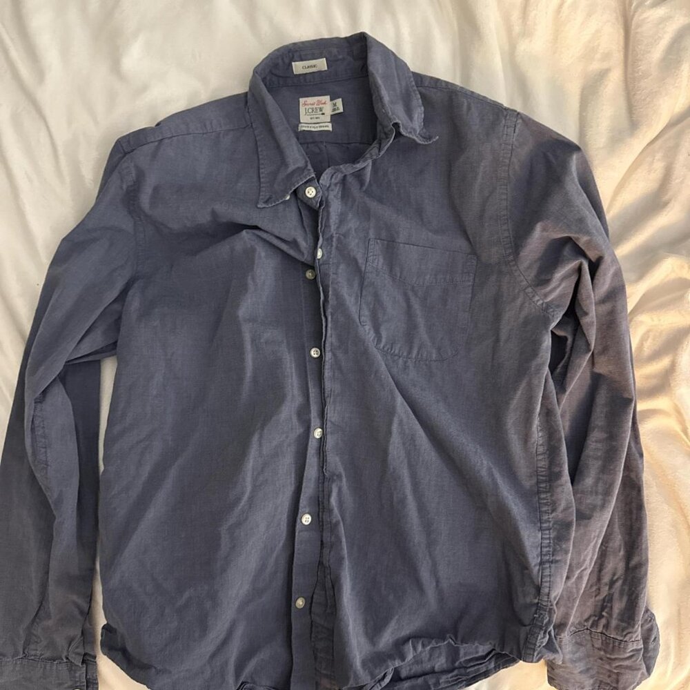 Men's J. Crew Blue Casual Button-Up Shirt (Medium)